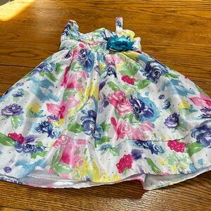 Youngland floral girls party dress. Straps on shoulders, empire waist. Size 6X.